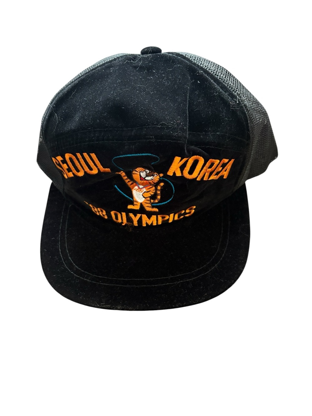 Seoul Korea 1988 Olympics Black vintage Embroidered Trucker Hat